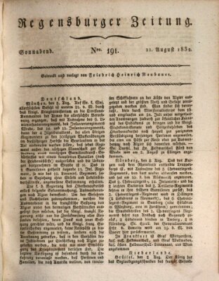 Regensburger Zeitung Samstag 11. August 1832