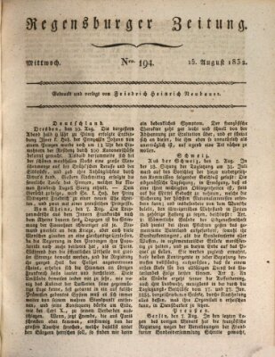 Regensburger Zeitung Mittwoch 15. August 1832