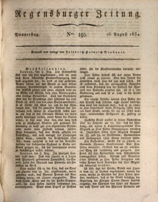 Regensburger Zeitung Donnerstag 16. August 1832