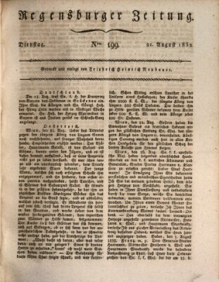 Regensburger Zeitung Dienstag 21. August 1832