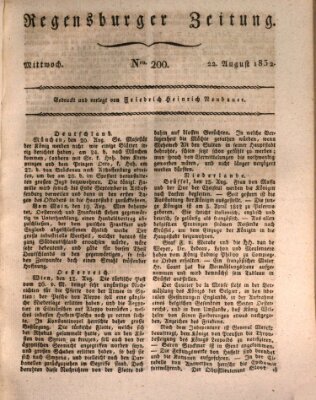 Regensburger Zeitung Mittwoch 22. August 1832