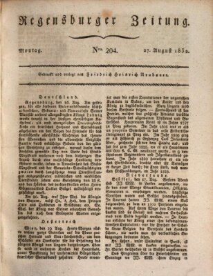 Regensburger Zeitung Montag 27. August 1832