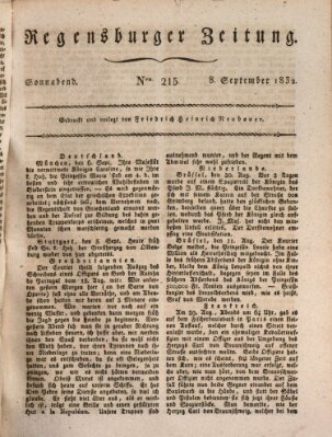 Regensburger Zeitung Samstag 8. September 1832