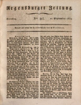 Regensburger Zeitung Dienstag 11. September 1832