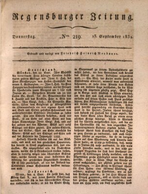 Regensburger Zeitung Donnerstag 13. September 1832