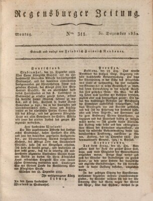 Regensburger Zeitung Montag 31. Dezember 1832