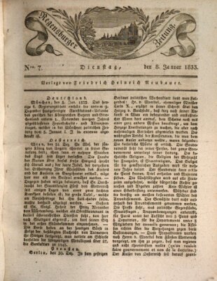 Regensburger Zeitung Dienstag 8. Januar 1833