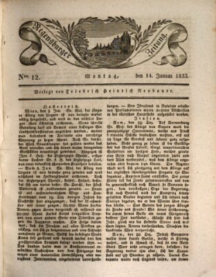 Regensburger Zeitung Montag 14. Januar 1833