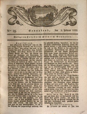 Regensburger Zeitung Samstag 2. Februar 1833