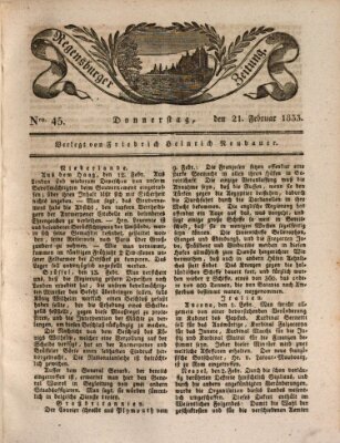 Regensburger Zeitung Donnerstag 21. Februar 1833