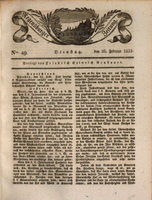 Regensburger Zeitung Dienstag 26. Februar 1833