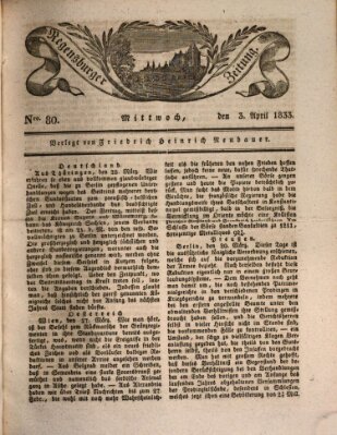 Regensburger Zeitung Mittwoch 3. April 1833