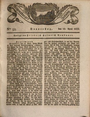 Regensburger Zeitung Donnerstag 18. April 1833