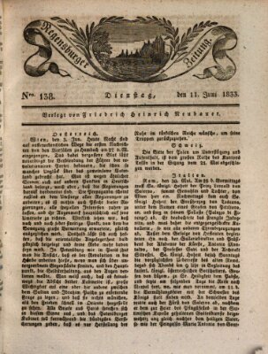 Regensburger Zeitung Dienstag 11. Juni 1833