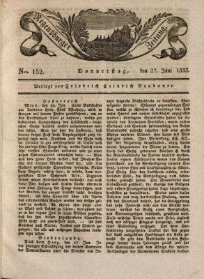 Regensburger Zeitung Donnerstag 27. Juni 1833