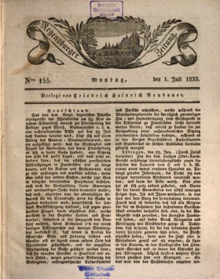 Regensburger Zeitung Montag 1. Juli 1833