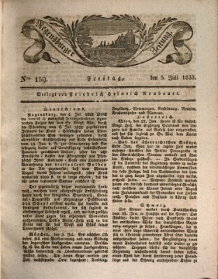 Regensburger Zeitung Freitag 5. Juli 1833