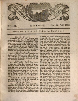 Regensburger Zeitung Mittwoch 31. Juli 1833