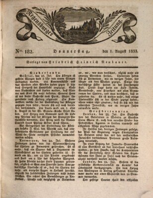 Regensburger Zeitung Donnerstag 1. August 1833