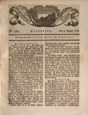 Regensburger Zeitung Samstag 3. August 1833