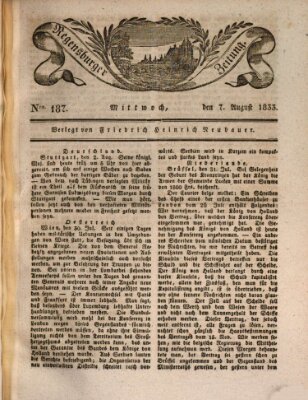 Regensburger Zeitung Mittwoch 7. August 1833