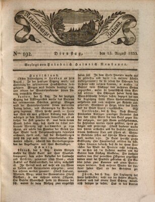 Regensburger Zeitung Dienstag 13. August 1833