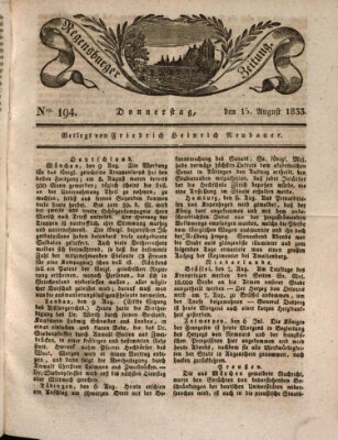 Regensburger Zeitung Donnerstag 15. August 1833