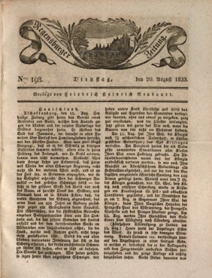 Regensburger Zeitung Dienstag 20. August 1833