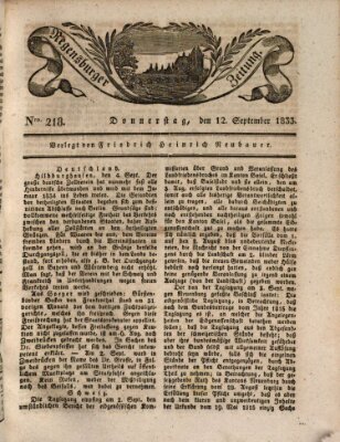 Regensburger Zeitung Donnerstag 12. September 1833