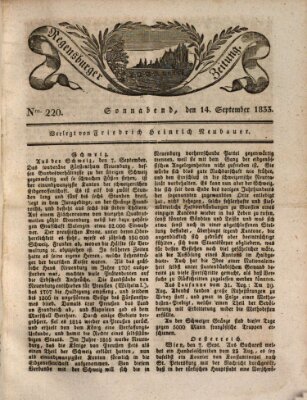 Regensburger Zeitung Samstag 14. September 1833