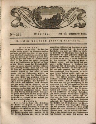 Regensburger Zeitung Montag 16. September 1833