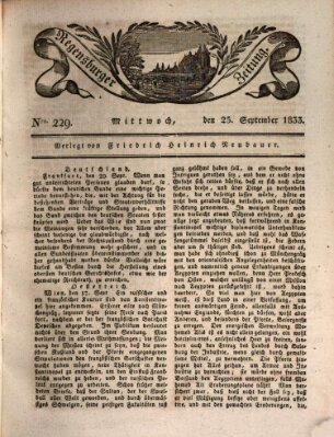 Regensburger Zeitung Mittwoch 25. September 1833