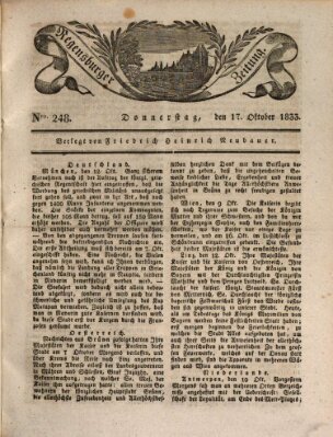 Regensburger Zeitung Donnerstag 17. Oktober 1833