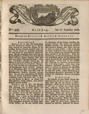 Regensburger Zeitung Dienstag 17. Dezember 1833