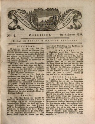 Regensburger Zeitung Samstag 4. Januar 1834