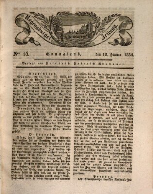 Regensburger Zeitung Samstag 18. Januar 1834