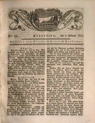 Regensburger Zeitung Samstag 1. Februar 1834