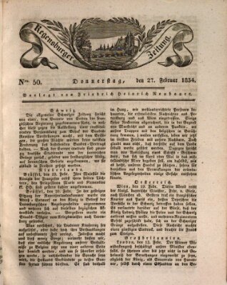 Regensburger Zeitung Donnerstag 27. Februar 1834