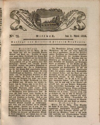 Regensburger Zeitung Mittwoch 2. April 1834