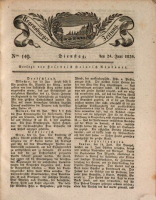 Regensburger Zeitung Dienstag 24. Juni 1834