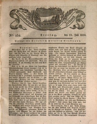 Regensburger Zeitung Freitag 11. Juli 1834