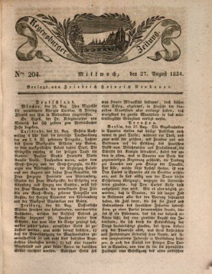 Regensburger Zeitung Mittwoch 27. August 1834