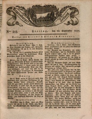 Regensburger Zeitung Freitag 12. September 1834