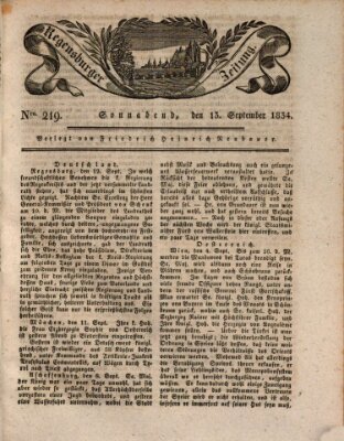 Regensburger Zeitung Samstag 13. September 1834