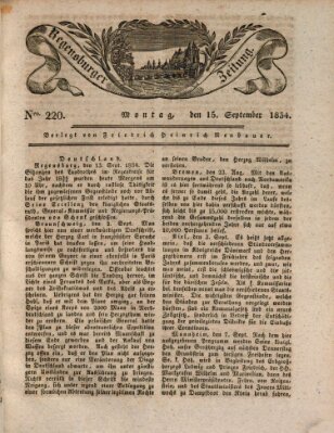 Regensburger Zeitung Montag 15. September 1834