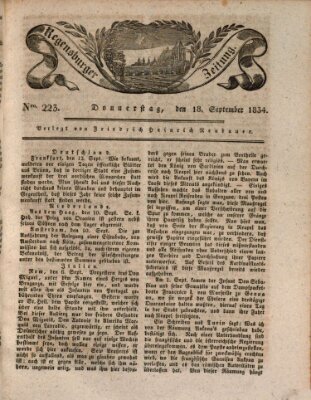 Regensburger Zeitung Donnerstag 18. September 1834