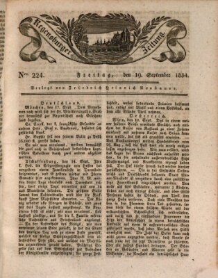 Regensburger Zeitung Freitag 19. September 1834