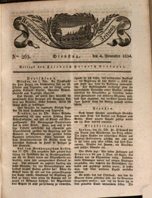 Regensburger Zeitung Dienstag 4. November 1834