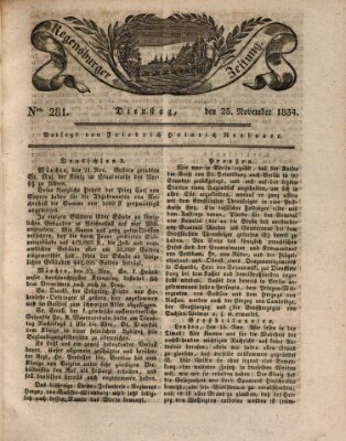 Regensburger Zeitung Dienstag 25. November 1834