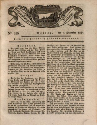 Regensburger Zeitung Montag 1. Dezember 1834